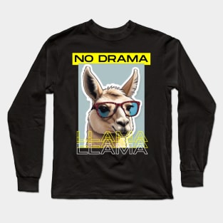 No Drama Llama Funky Alpaca Sunglasses Yellow Black Long Sleeve T-Shirt